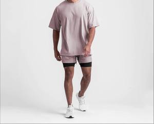 เสื้อยืดแขนสั้นผ้าคอตตอนขนาดใหญ่พิเศษสำหรับผู้ชายเสื้อยืดสีทึบออกแบบโลโก้ได้ตามต้องการ - Product Image 2