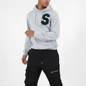 High Quality 100% Cotton Chenille Embroidery Solid Pocket Hoodie Long Sleeve Winter <b>Thick</b> <b>Fleece</b> Loose Fit Hooded Wholesale - Product Image 5