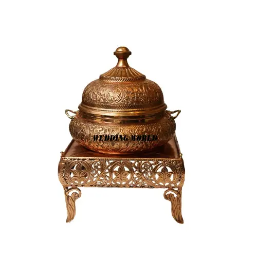 Hotel Supplies Copper Chafing Dish Excellent Quality Handmade Food Dish Round Shape Hotel Supplies Luxury Food Warmer