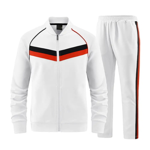 Ropa deportiva ligera y transpirable para gimnasio, chaqueta con cremallera y logotipo personalizado, conjunto de entrenamiento a rayas, chándal sostenible para correr para hombre - Product Image 2