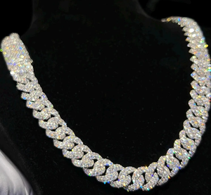 12mm <b>Real</b> VVS1 Moissanite Diamond Cuban Link Chain Hip Hop Chain VVS Diamond Chain BustDown Cuban <b>Necklace</b> - Product Image 2