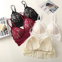 Sujetador Sexy Sin Costuras Push-Up de Encaje Gótico con Botones y Patrón Bordado Tallas Grandes para Mujer Crop Top Acolchado Lencería