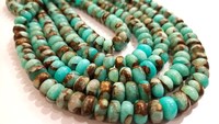 Perles Rondelles Multicolores en Pierre Naturelle Cuivre Turquoise Oyster, 8-9mm, Haute Qualité, Lisses et Unies, Fils de 8 Pouces de Long