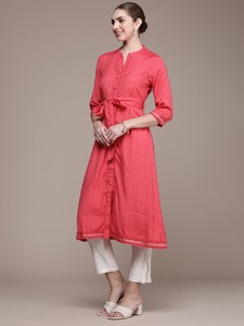 Mujeres étnico tejido rayón viscosa diseño Dobby A-Line Kurta indio pakistaní kameez - Product Image 2