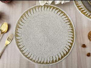 Luxury Beaded Handmade <b>Placemat</b> Rich Look <b>Gold</b> Decorative Centre Piece - Product Image 3
