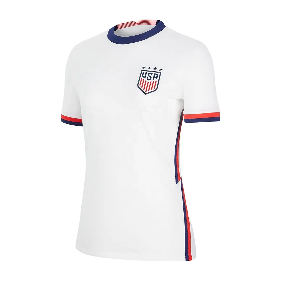 チームとプレーヤーと女性のスポーツウェアサッカージャージ大人の女性の超高品質のファッション半袖白いサッカージャージ