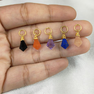 Alambre envuelto cornalina piedra preciosa facetada gota encanto colgante DIY hecho a mano encantos joyería encantos únicos - Product Image 3