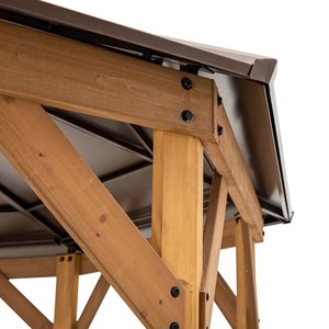 Gazebo de <span class=keywords><strong>jardin</strong></span> extérieur <span class=keywords><strong>en</strong></span> <span class=keywords><strong>bois</strong></span> avec toit rigide <span class=keywords><strong>en</strong></span> acier brun à deux niveaux - Product Image 6
