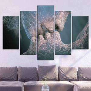 Art de couple sensuel et enchanteur : Œuvre d'art sur toile imprimée contemporaine, LOT DE 5 TOILES ASSORTIES - Product Image 1
