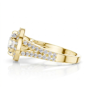 Bague de mariage en or 14 carats avec diamant de laboratoire certifié IGI, taille brillant rond de 2,50 carats, couleur F, clarté VS1, style halo - Product Image 3