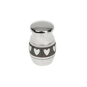 Urne funéraire en argent avec bande à motif cœur pour le stockage des cendres d'un adulte - Product Image 1