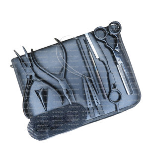 Outils et accessoires d'extension de cheveux de couleur noire mate en acier inoxydable 100% Pince à perles Ensemble complet - Product Image 1