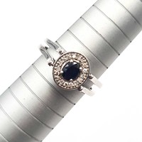 Bague réversible en argent sterling 925 avec rubis et saphir, bague à double face avec pierres précieuses, bijoux en argent