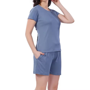 Custom Plain Short Sleeve T Shirt and Short Set for Men Summer Set Unisex Custom Sweatsuit <b>Women</b> 2 Piece Cotton Tracksuit - Product Image 4