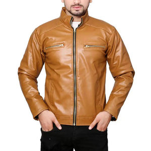 Meilleure vente veste en cuir pour hommes toile hiver avant Logo haute qualité coupe-vent respirant - Product Image 4