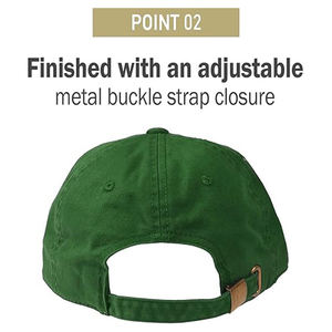 Sombreros de béisbol de algodón verde con logotipo bordado en 3D Ajuste ajustable Gorras deportivas al aire libre con estilo Sombreros casuales modernos - Product Image 3