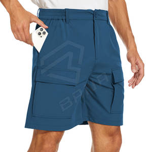 กางเกงขาสั้นคาร์โก้ผ้าลูกฟูกผู้ชายสไตล์สตรีทแวร์ลำลองสำหรับฤดูร้อน ดีไซน์หลายกระเป๋า ลายเรียบ ระบายอากาศได้ดี กันน้ำ - Product Image 1