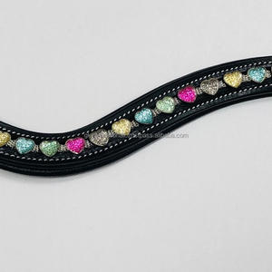 Diseño personalizado, cristales de corazón de arcoíris, canal vacío decorativo, banda de cuero para cejas de caballo en tamaños completos de mazorca - Product Image 2