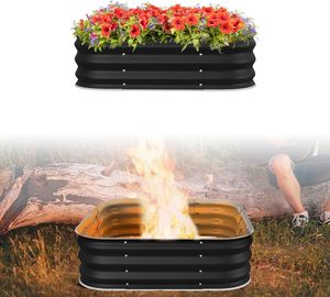 Lit de jardin surélevé usine balançoire pliante grilles de foyer extérieur en acier galvanisé anneau de feu Portable Camping grilles planteur ODM - Product Image 6