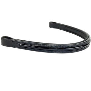 Bande de sourcil de cheval en cuir italien de qualité supérieure, de forme droite, en cuir verni noir brun, bande de sourcil rembourrée en cuir - Product Image 2