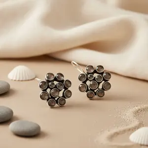 "925 Silver <b>Fashion</b> Smoky Quartz <b>Drop</b> <b>Earrings</b> for Daily Wear" - Product Image 3