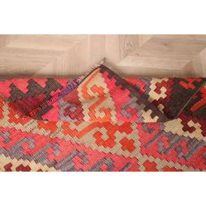 3x11 ft Turkish Rug, Vintage <b>Runner</b> Rug, <b>Red</b> Solid Wool Rug - Product Image 5