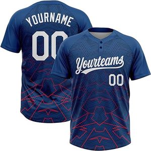 Camiseta de Béisbol Personalizada por Sublimación MICR@TECH SPORTS, Cuello en V, Manga Corta con 3/4 Botones, Uniforme de Equipo para Adultos y Jóvenes - Product Image 1