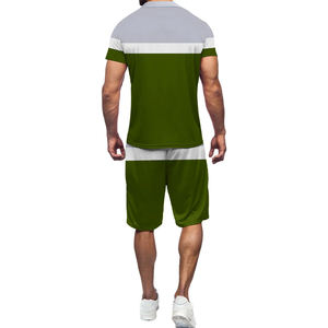 Vêtements de sport 2 pièces à la mode pour hommes, coupe ajustée, vêtements de sport respirants pour la salle de sport et l'extérieur, short et chemise tricotés en gros, collection automne - Product Image 2