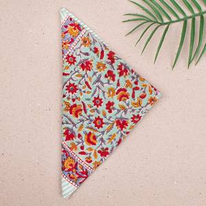 Bandana en coton floral imprimé à la main, foulard pour la tête, bandeau d'été, bandana de plage, accessoire de festival - Product Image 4