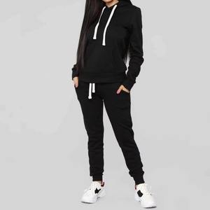 Nouveau élégant dames sweats à capuche et pantalons de survêtement 2 pièces ensemble survêtement pour femmes 100% coton polaire pull personnalisé femmes survêtements - Product Image 1