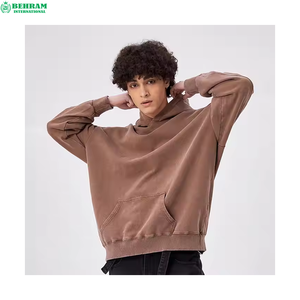 Sweat à capuche thermique oversize pour homme avec logo personnalisé, en molleton/éponge française, polyester/coton, teint uni, 340g - Product Image 2