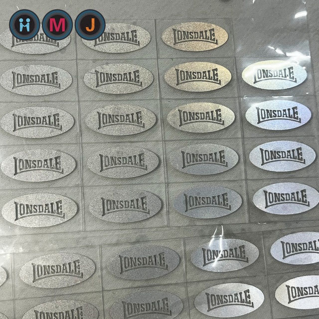 HMJ Custom Silver Reflective Film Laser Cut Heat Vinyl Transfer Patches for Garment Iron on Fabric Logo  Factory Manufacturer