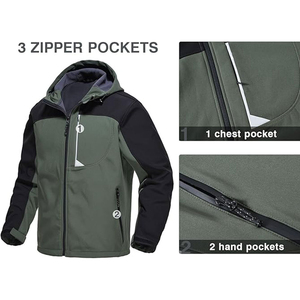 2025 New Custom <b>Men's</b> Softshell <b>Jacket</b> Breathable High Street Style Durable Winter Season OEM Fashionable Design Hooded Front - Product Image 3