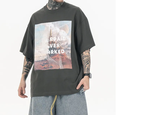 Wholesale 100% Cotton Poplin Breathable Plain Oversized Puff Printing T-<b>Shirt</b> Custom Brand <b>Men</b> and Women Half Sleeve - Product Image 5