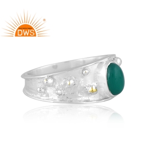 Bague en argent sterling 925 avec pierres précieuses en onyx vert naturel Bijoux personnalisés pour femme Cadeau pour elle - Product Image 3