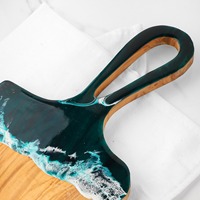 ArtisRaw Mediterraan Goudbruin Groen Tunesisch Olijfhout Rustiek Door-gegraveerd Snijplank Oceaan Golf Design Restaurant