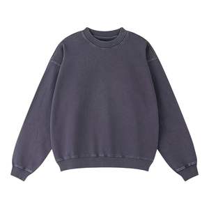 Sudadera Holgada de Algodón 100% con Cuello Redondo, Lavado Ácido, Transpirable, Color Personalizado, Estilo Urbano para Hombre - Product Image 3