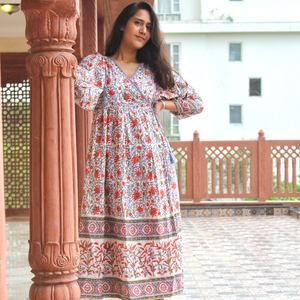 Hot Selling Women's Summer Long <b>Dresses</b> Floral Print Washable Button Vintage A-Line Casual Loose Fit 100% Cotton - Product Image 1