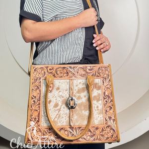 Fabricant personnalisé vente en gros OEM 2025 véritable cuir de vachette à poils grande capacité en cuir repoussé à la main sacs fourre-tout pour femmes - Product Image 1
