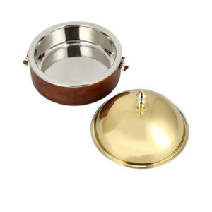 Nourriture en bois servant marmite en acier inoxydable casserole plat mariage fêtes d'anniversaire décor Buffet plus chaud hôtel fournitures - Product Image 2