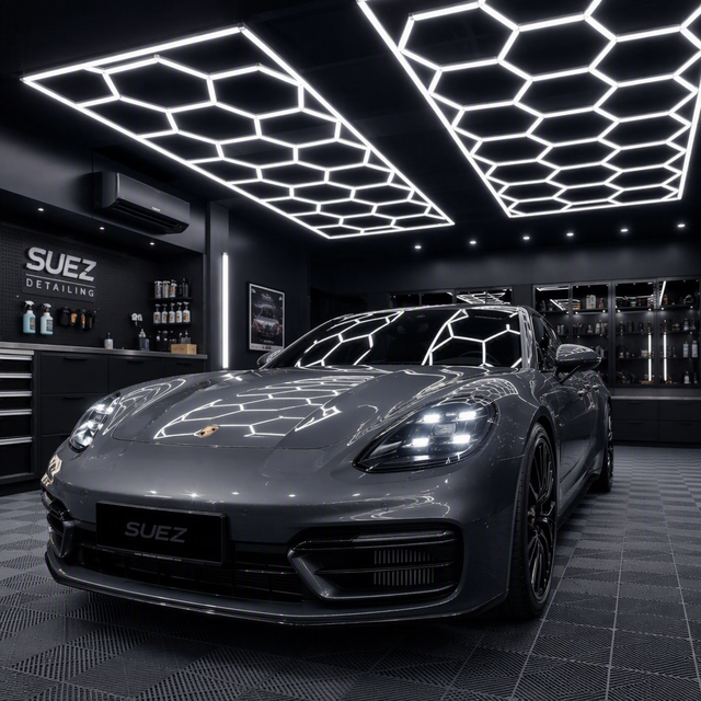 SUEZ Hexagon LED Workshop Light High CRI Ra90 Shadowless Honeycomb Ceiling Lighting For Car Detailing Garage Wholesale OEM