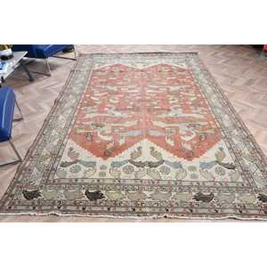 Tapis vintage 6,9x10 pieds, grand tapis turc, tapis en laine rouge ombré - Product Image 1