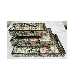 ถาดเสิร์ฟทำจากไม้พิมพ์ลายเคลือบสำหรับตกแต่งถาดสำหรับตกแต่ง3ชิ้นเลือกขนาดได้เองถาดของขวัญทันสมัย - Product Image 3