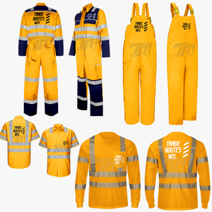 Conjunto general de seguridad reflectante de poliéster transpirable al por mayor, camisa abotonada con cuello redondo, ropa de seguridad con costuras reforzadas - Product Image 1