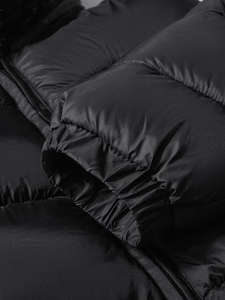 Blouson matelassé pour femme, à capuche, manches longues, fermeture éclair, vêtement d'extérieur d'hiver léger, noir, avec garniture en fausse fourrure, court - Product Image 3