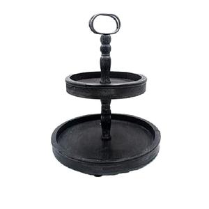 Black Galvanized 2 Tire Cake Stand with Handle <b>Cupcake</b> Stand Wedding Birthday Party Decoration Metal Cake Stand - Product Image 1