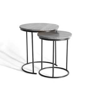 Table d'appoint de luxe en métal de couleur noire avec plateau en marbre unique Design moderne pour la maison et le bureau Tables basses tendance - Product Image 1