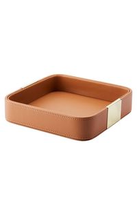 Plateau en cuir moderne avec bords et poignées fonctionnels pour une utilisation esthétique sur table ou pour le service décontracté - Product Image 2