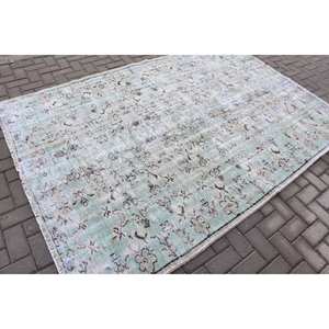 พรมปอกระเจาขนแกะสีเขียวสีขาวแนววินเทจทำด้วยมือขนาด5.8x8.8ฟุตพรมปอกระเจาด้านหลังทำจากยางสำหรับวัยรุ่น - Product Image 2