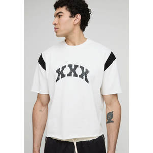 Camiseta larga de algodón 100% de alta calidad para hombre con estampado gráfico bordado en blanco Top informal ecológico para stock al por mayor - Product Image 4